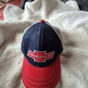 Chevrolet Red and Blue Cap Bowtie Design. Mesh Back Trucker Cap